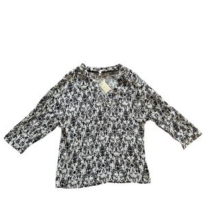 Maje Leopold Printed V-Neck Top NWT Size 2 | Paris Designer Blouse